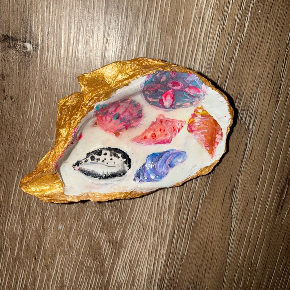 Elegant Gold and Multicolor Seashell Brooch